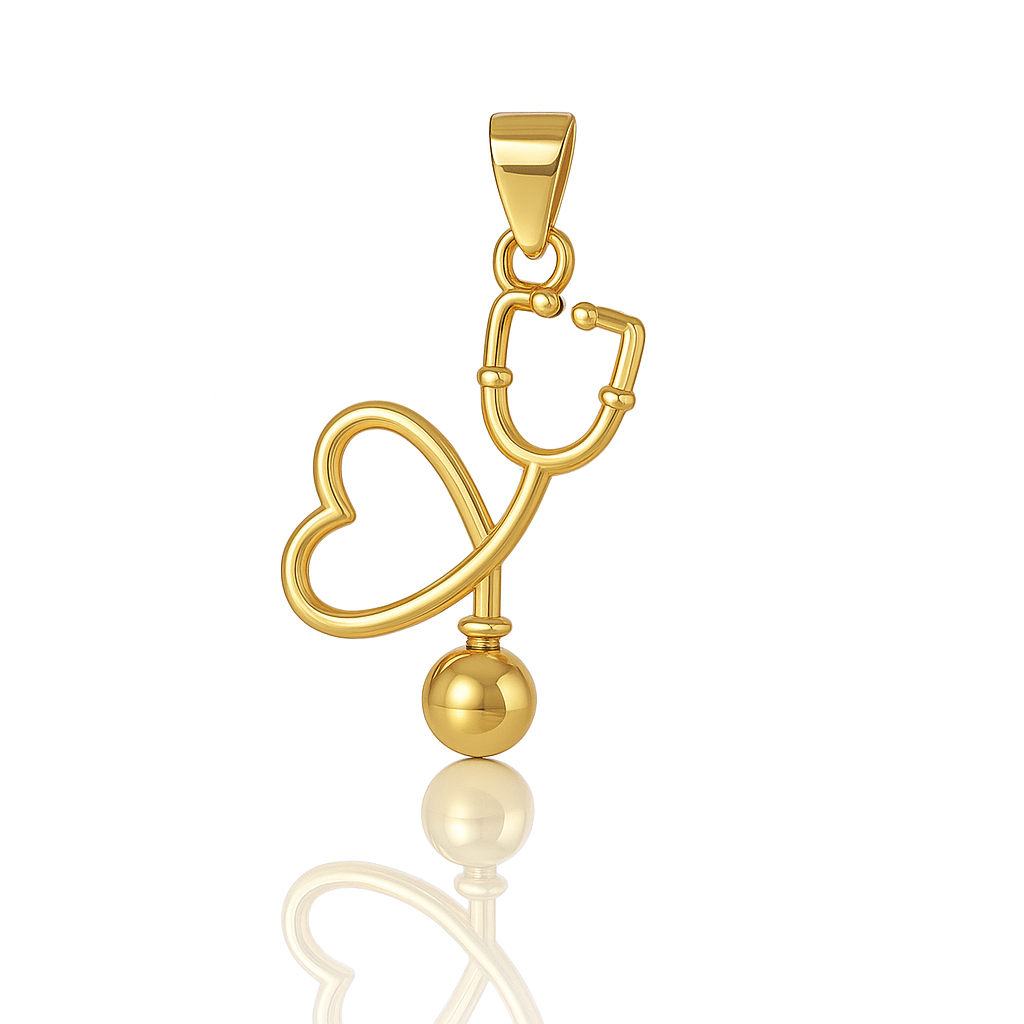 DIJE ESTESTOCOPIO FORMA DE CORAZON DORADO