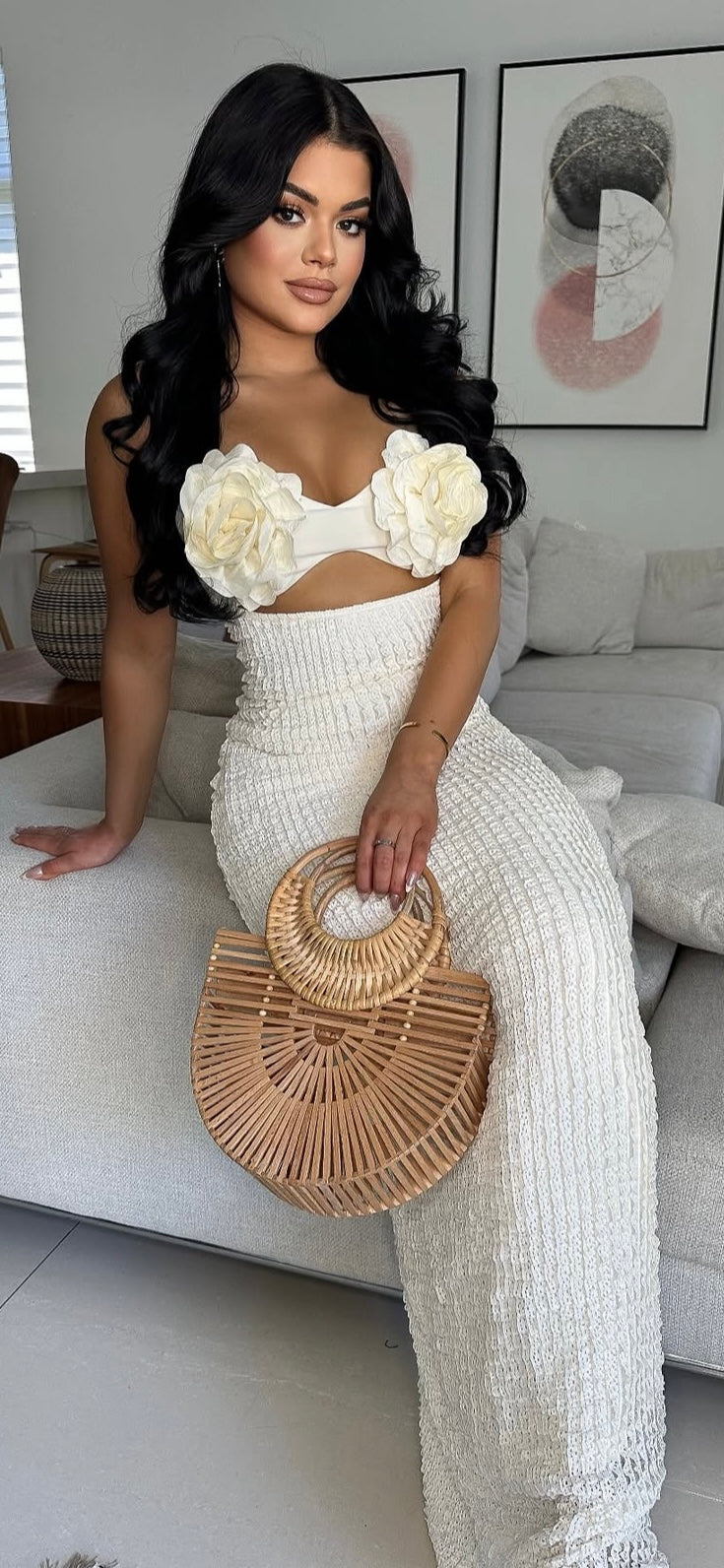 Maxi blanco Flores top