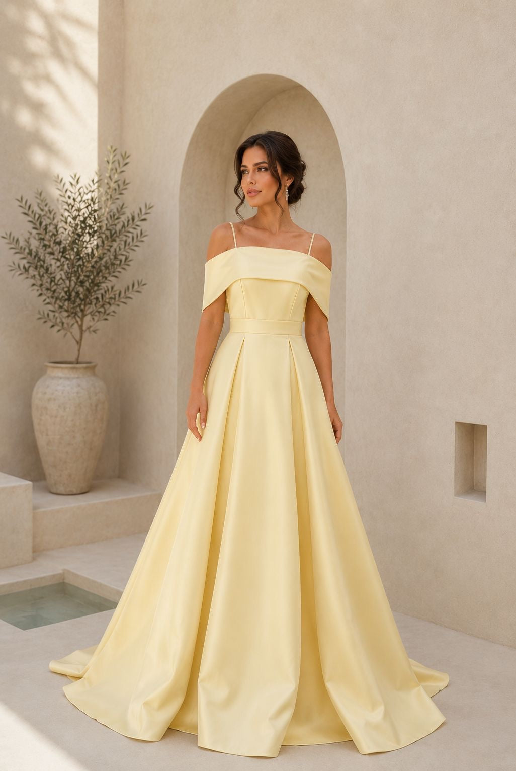 VESTIDO OFF SHOULDER AMARILLO