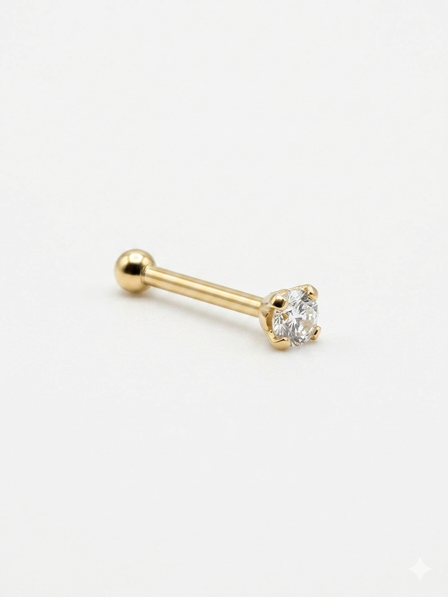 Piercing nariz con cristales S, oro 10K, individual
