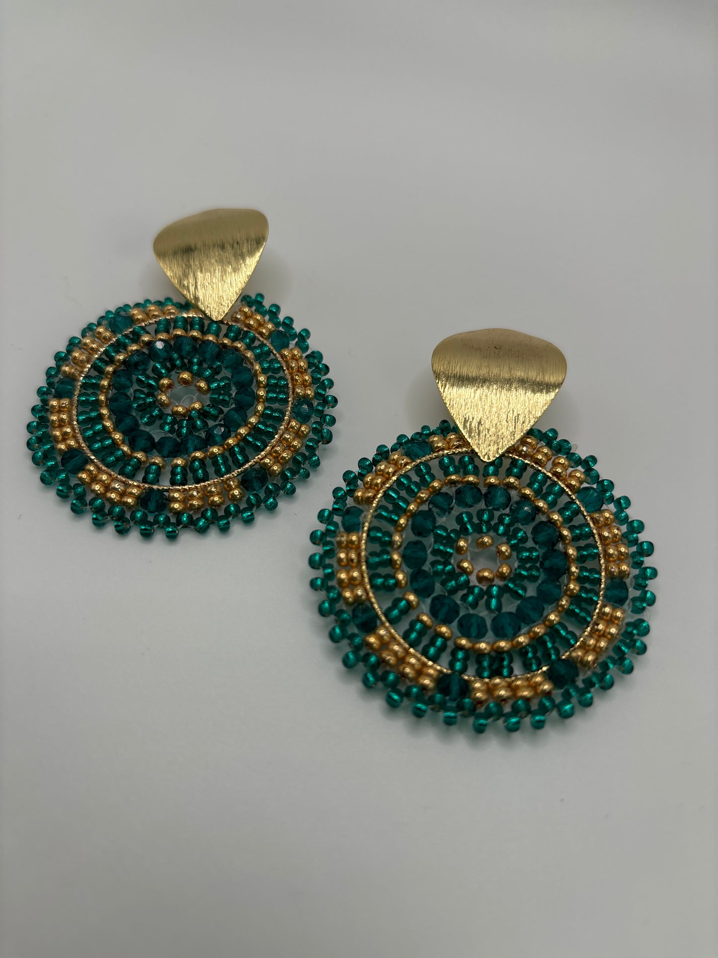 Aretes Handmade Verde con dorado