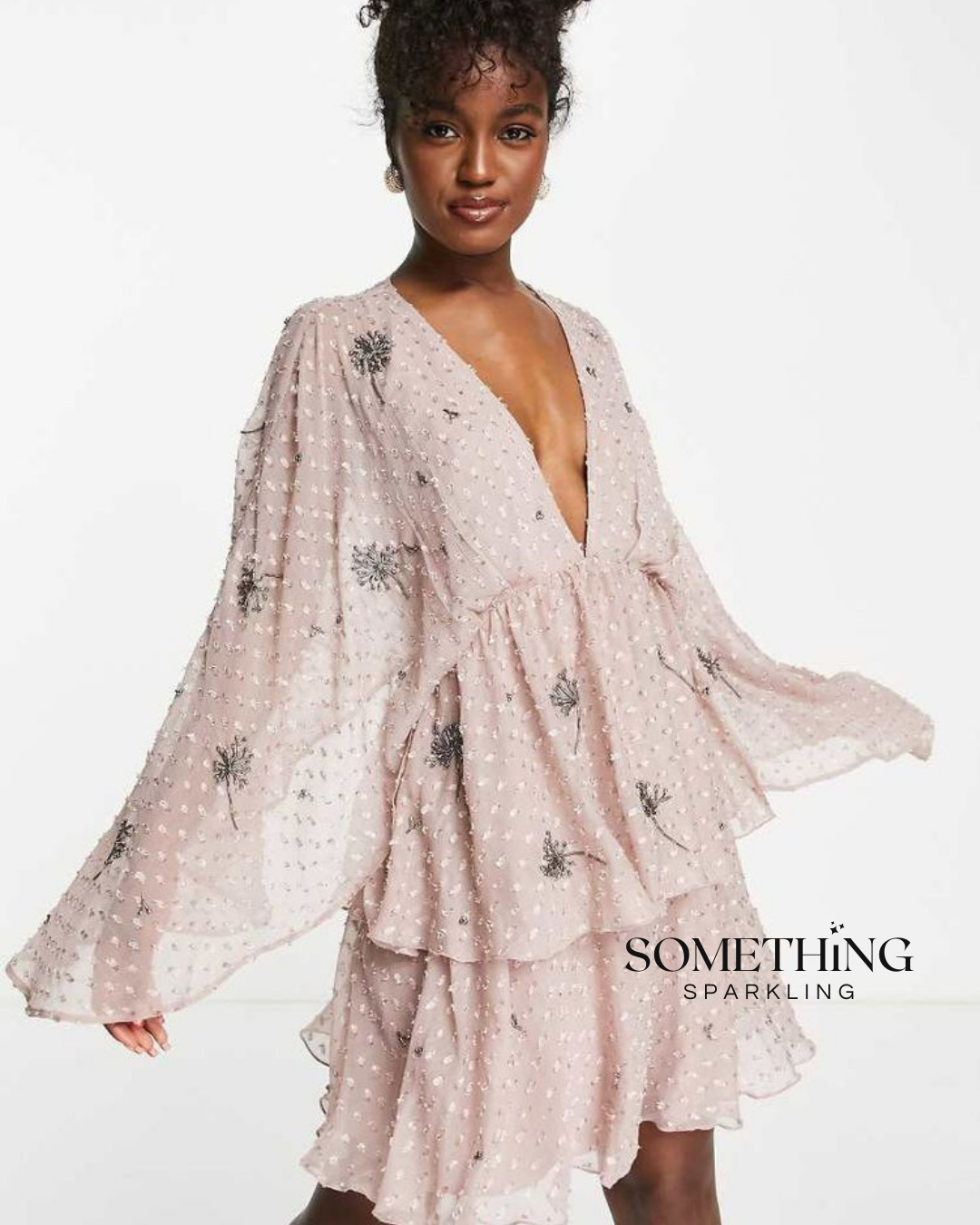 Vestido Rosa con detalles en gris