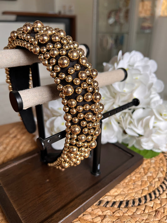 Diadema con perlas doradas 04005