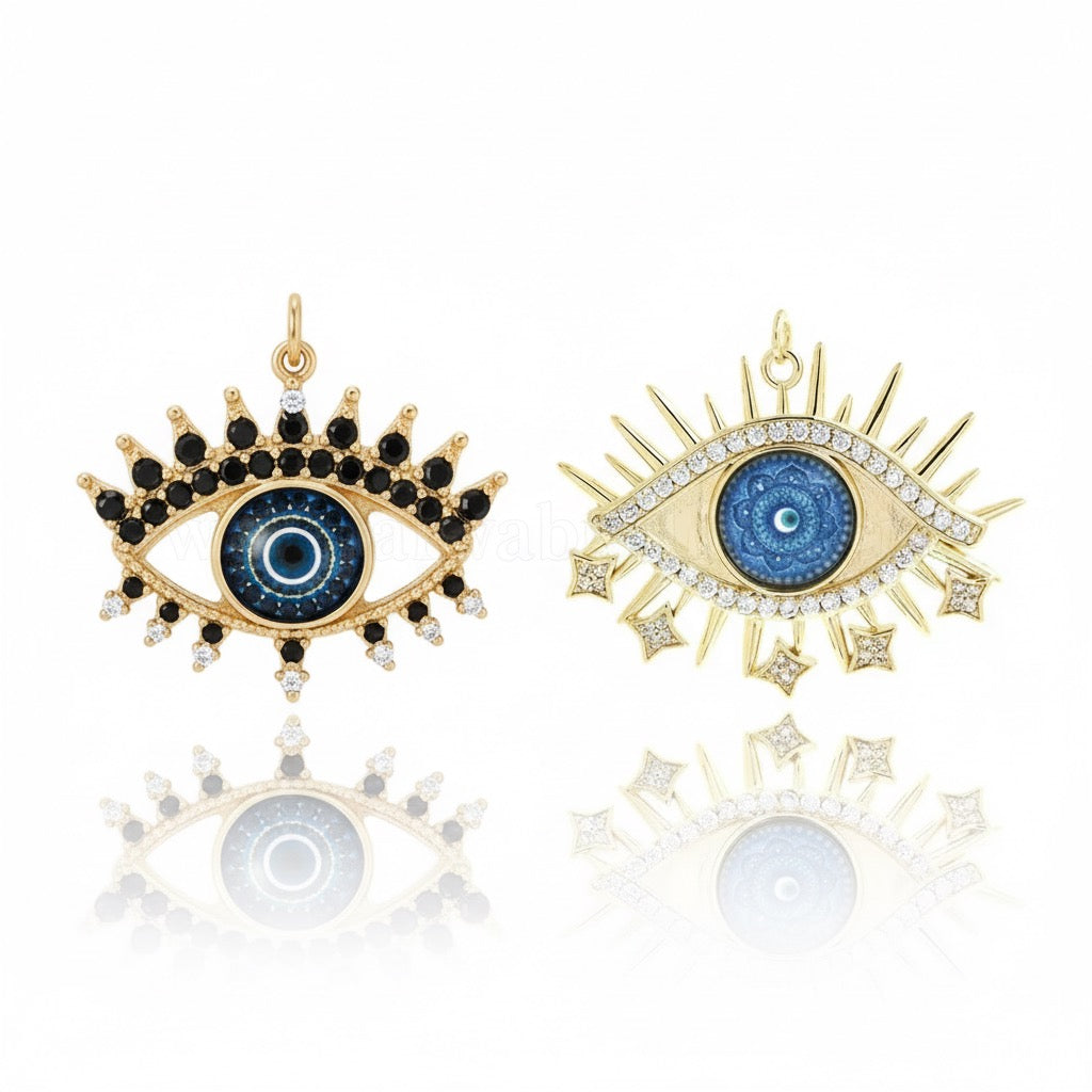 DIJE OJO TURCO PESTAÑAS CON ESTRELLAS Y CIRCONES