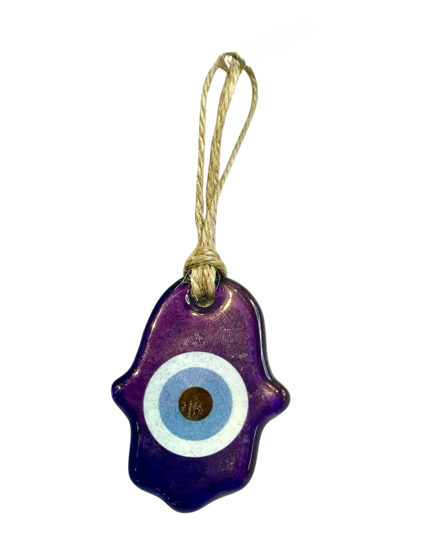 COLGNTE SENCILLO CON MANO HAMSA CELESTE Y MORADO