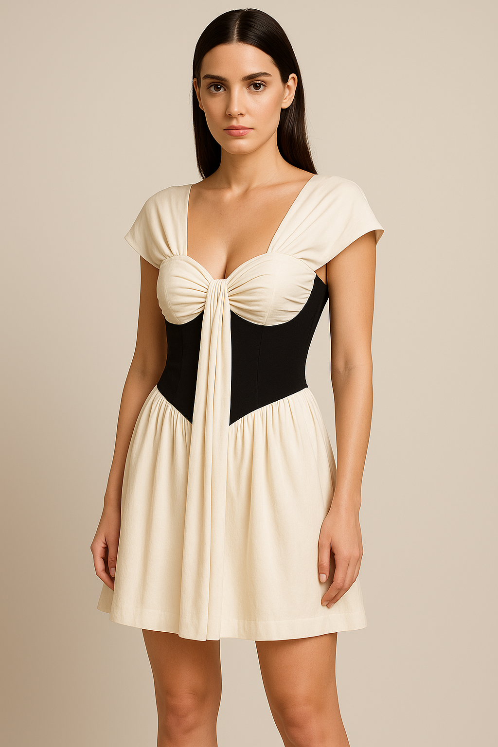 Vestido offwhite / negro