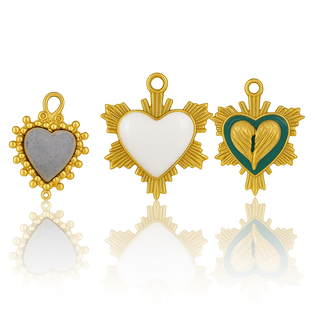 DIJE CORAZON COLORES BOLDE CON DESTELLOS