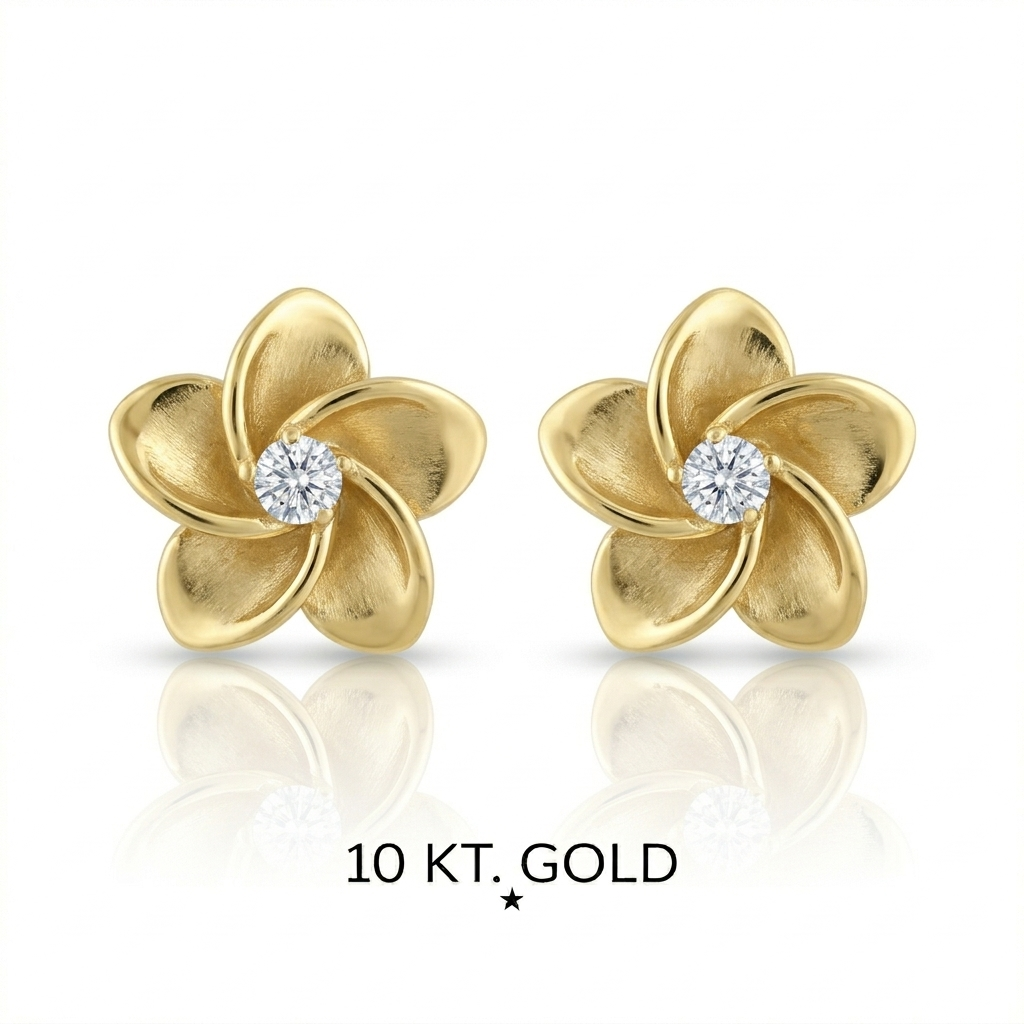 Arete flor con circon oro 10K - Piercing