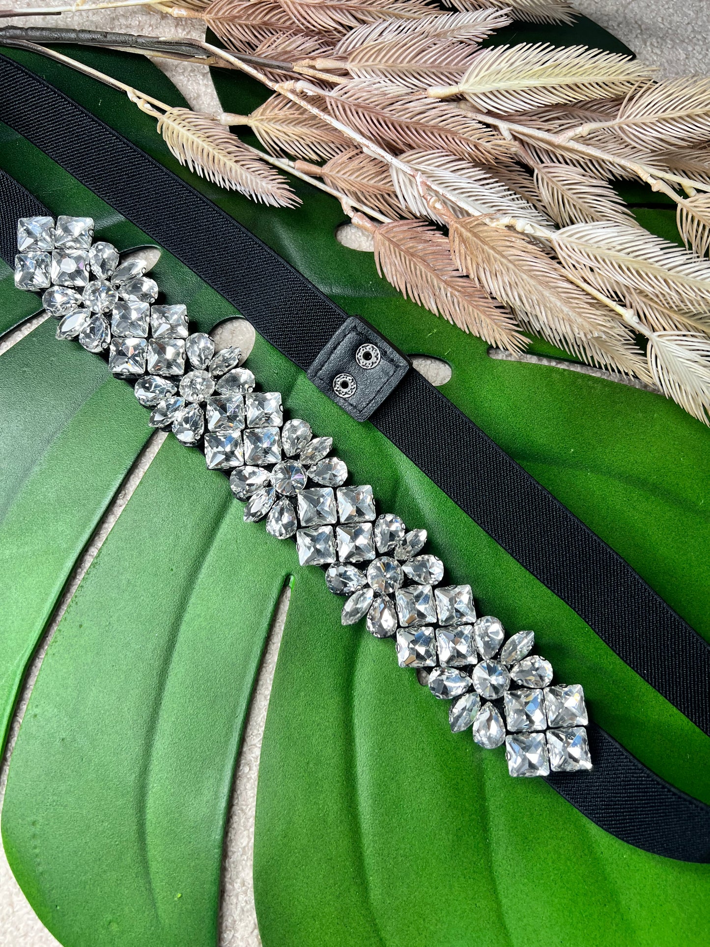 Cinturón elástico con piedras cristal