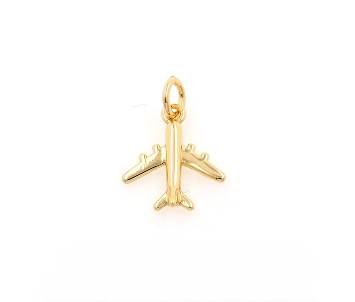Dije mini avion liso dorado