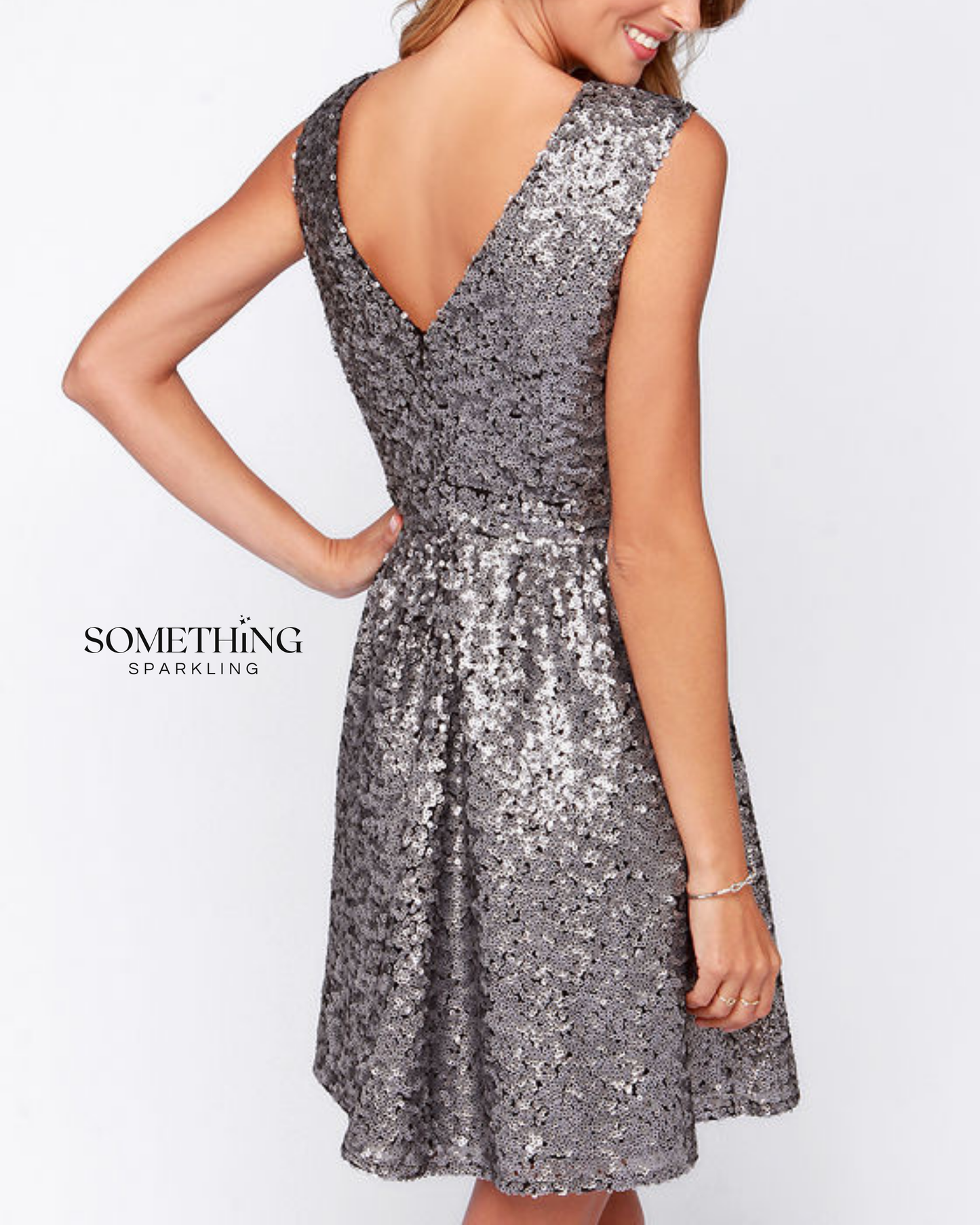 Vestido Plateado Lentejuelas