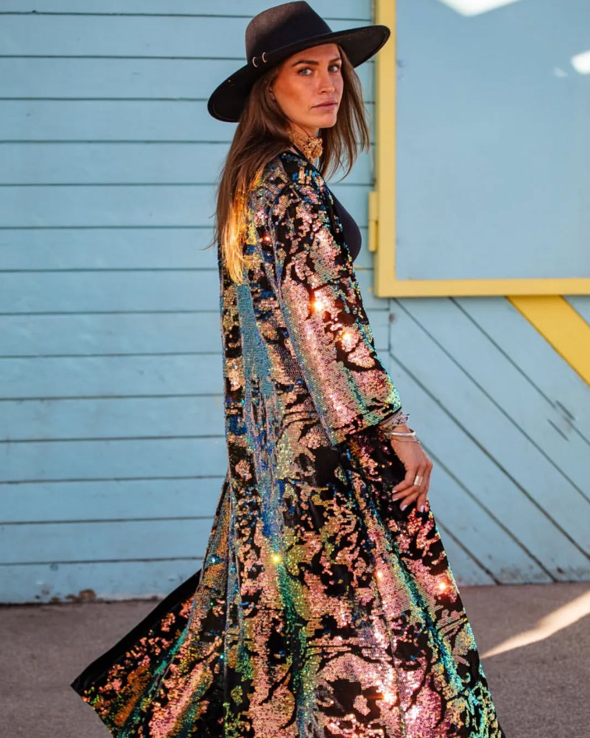 Velvet Sequin Kimono Iridescent
