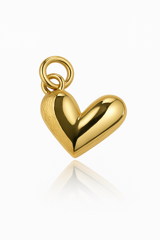 DIJE CORAZON CHUNKY COLGANTE DE LADO DORADO