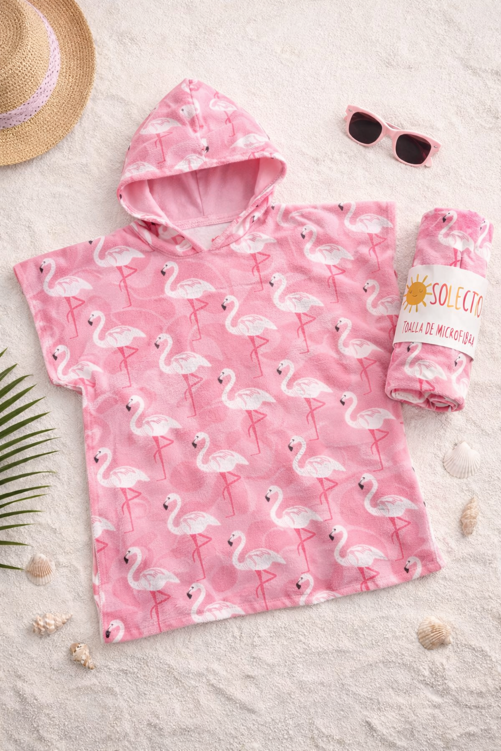 Poncho Microfibra (2-7 años) Flamingo