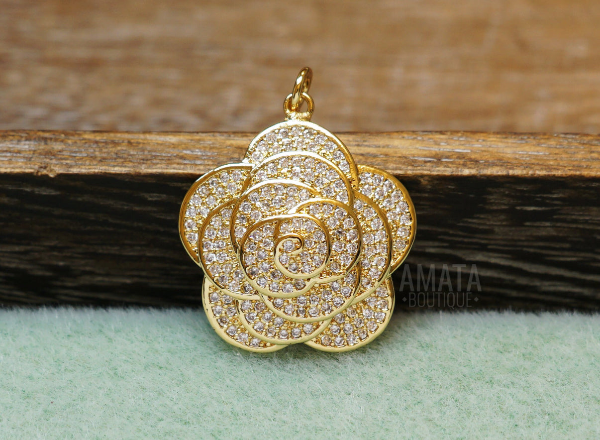 DIJE RODIO ROSA CON BRILLANTES