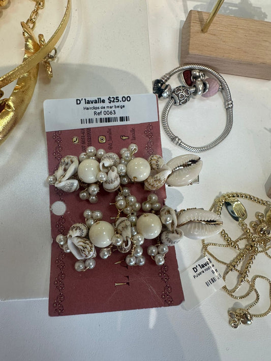 Hair clips de mar beige