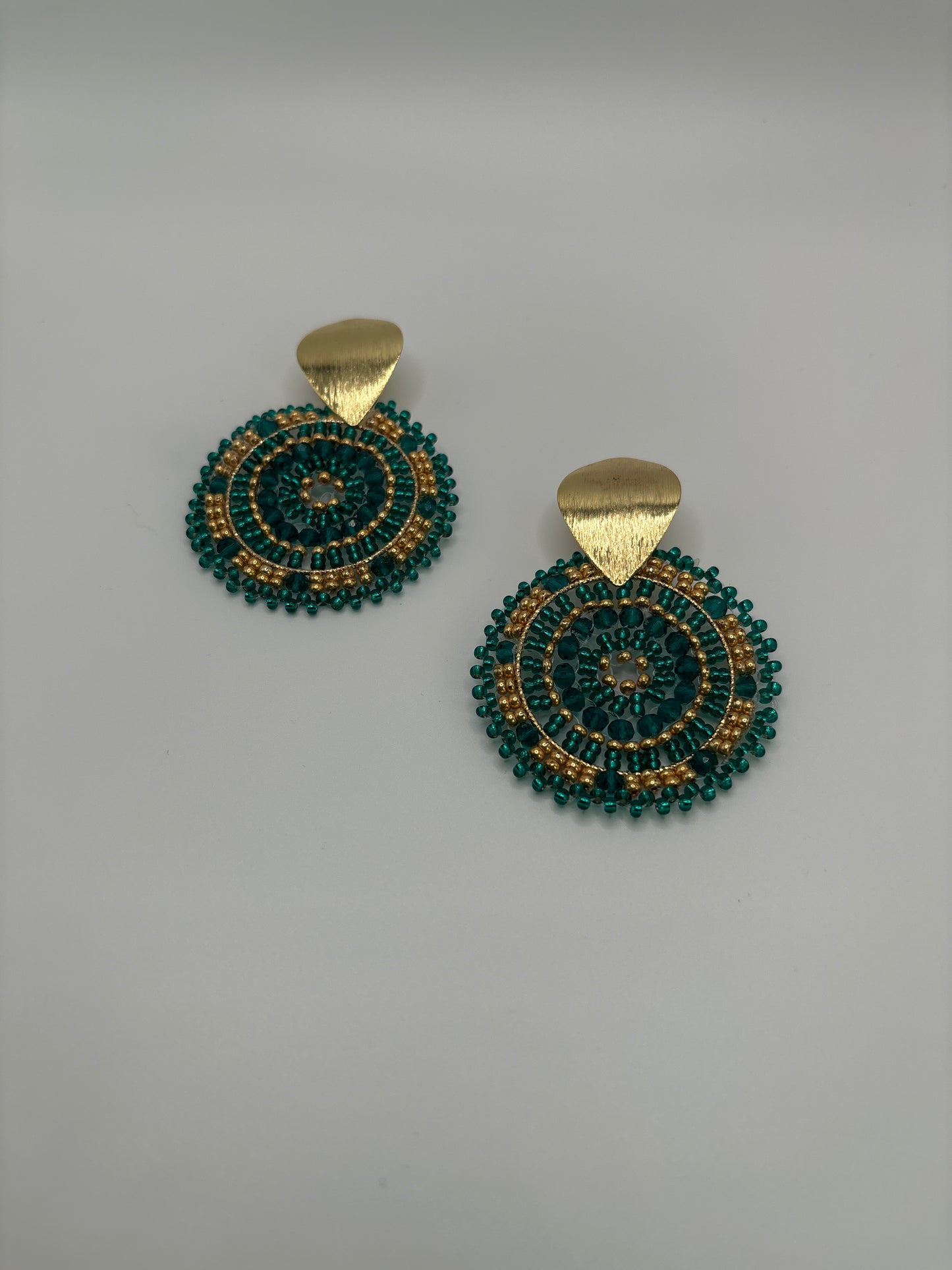 Aretes Handmade Verde con dorado