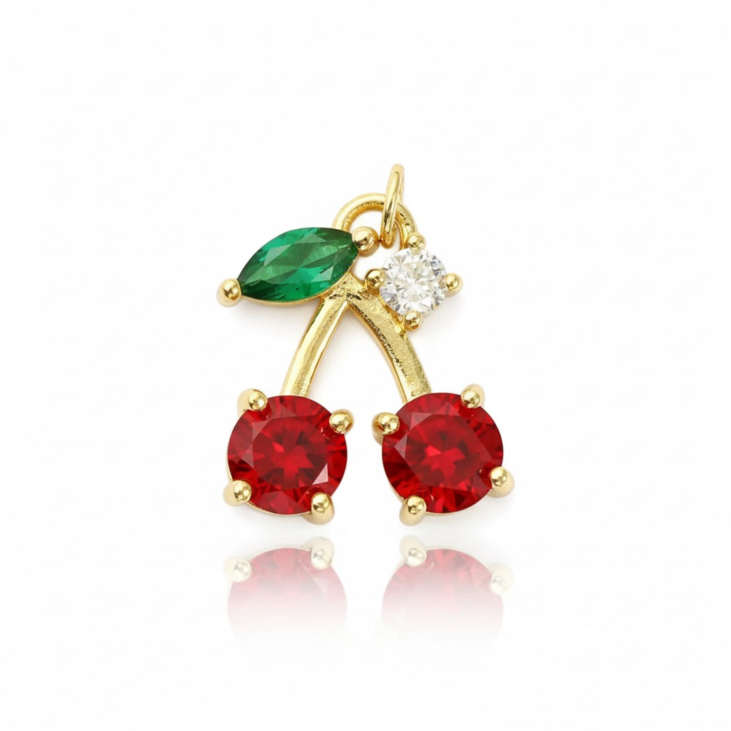 DIJE CEREZA CRISTAL CON CIRCON ARRIBA