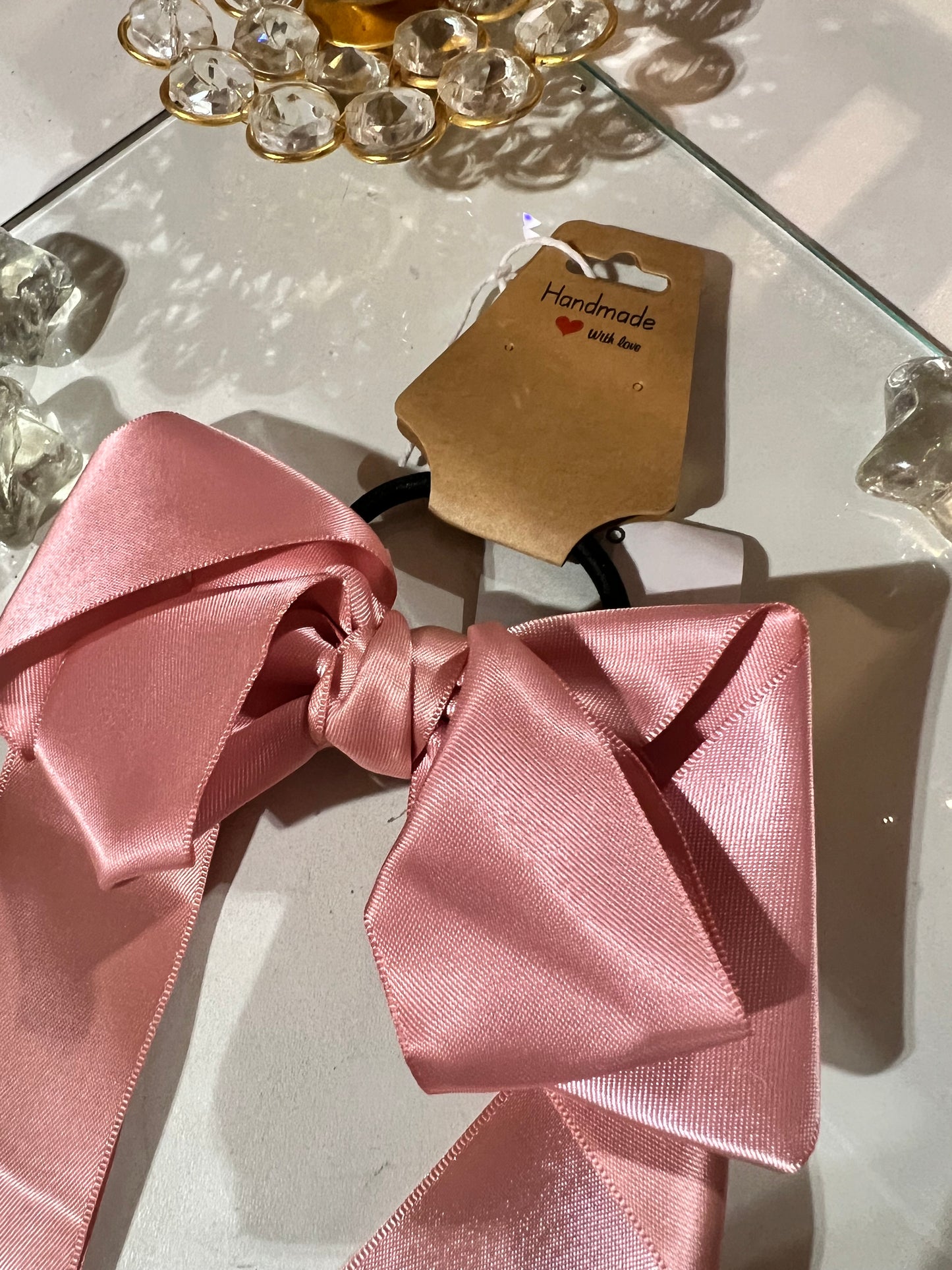 Lazo de satín con liga rosado 05502