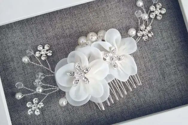 Peineta White Bride Floral 01106