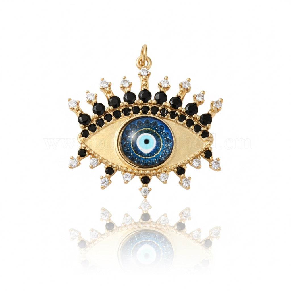 DIJE OJO TURCO PESTAÑAS CON ESTRELLAS Y CIRCONES