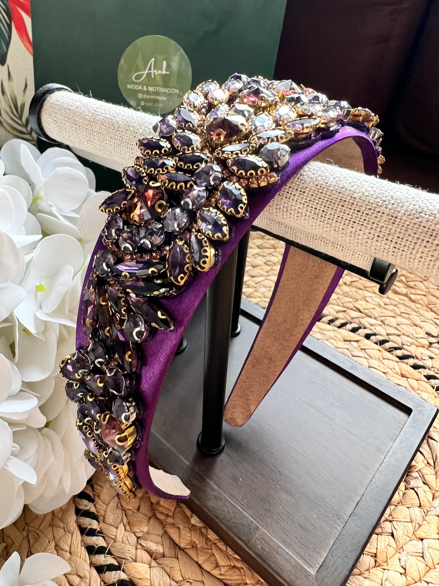 Diadema ancha vintage con piedras 03818