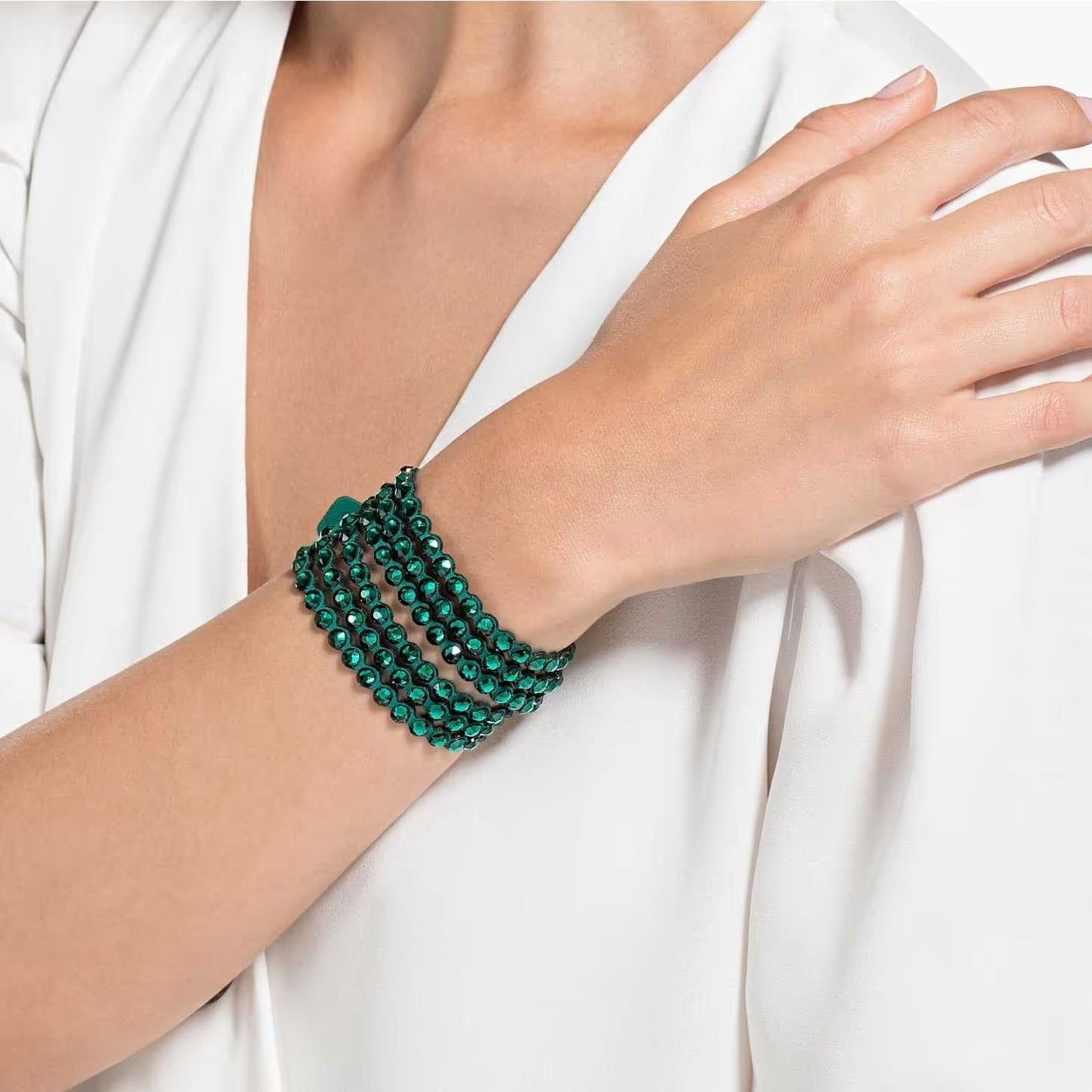 Pulcera Swarovski Verde Esmeralda