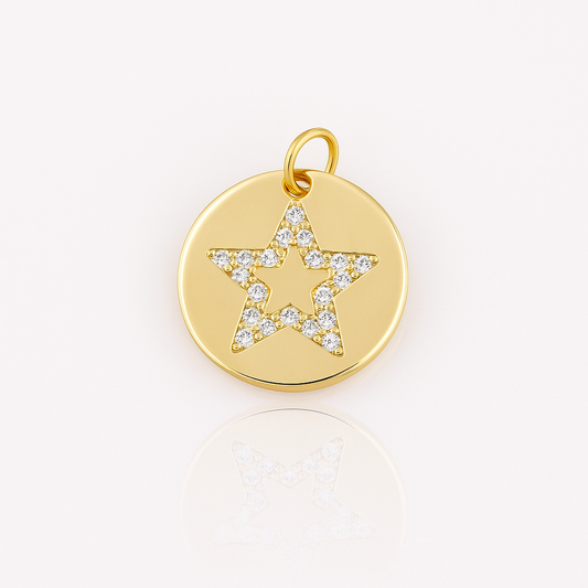 DIJE TIPO PLACA ESTRELLAS CIRCONES