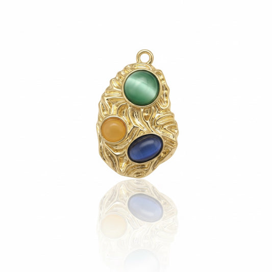 DIJE CON TEXTURA Y TRES PIEDRAS DE COLORES