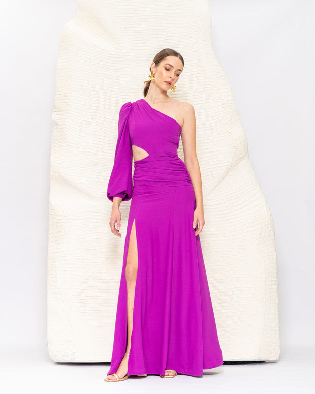 Vestido Mangenta One Shoulder