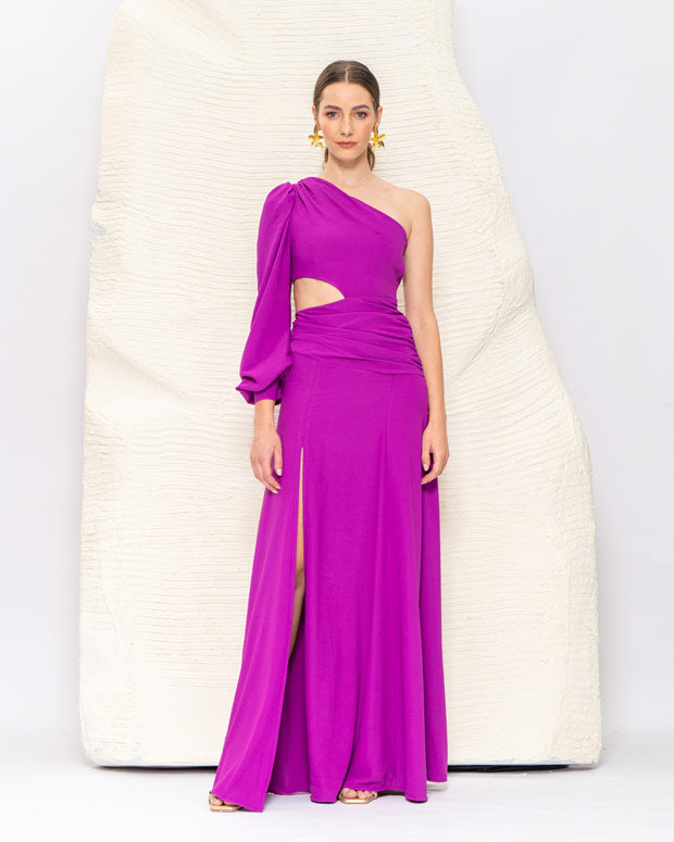 Vestido Mangenta One Shoulder
