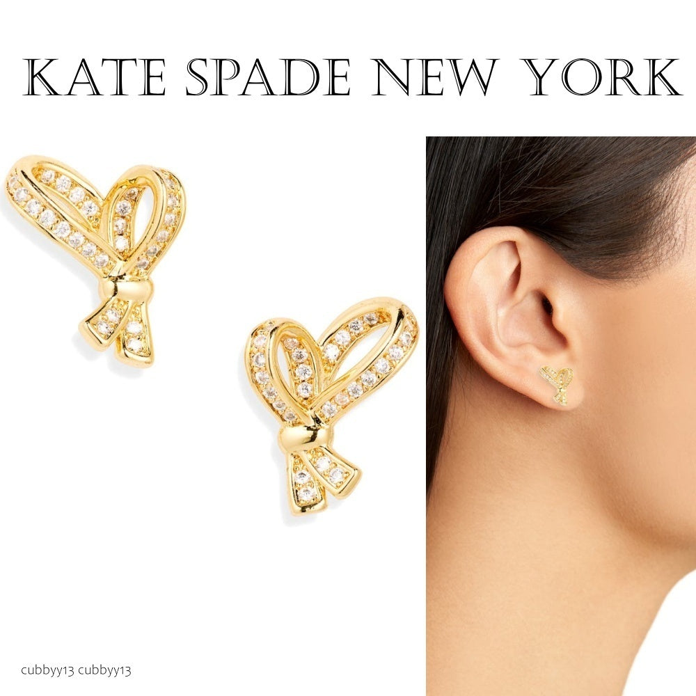 KATE SPADE All Tied Up Bow Stud Earrings in Gold