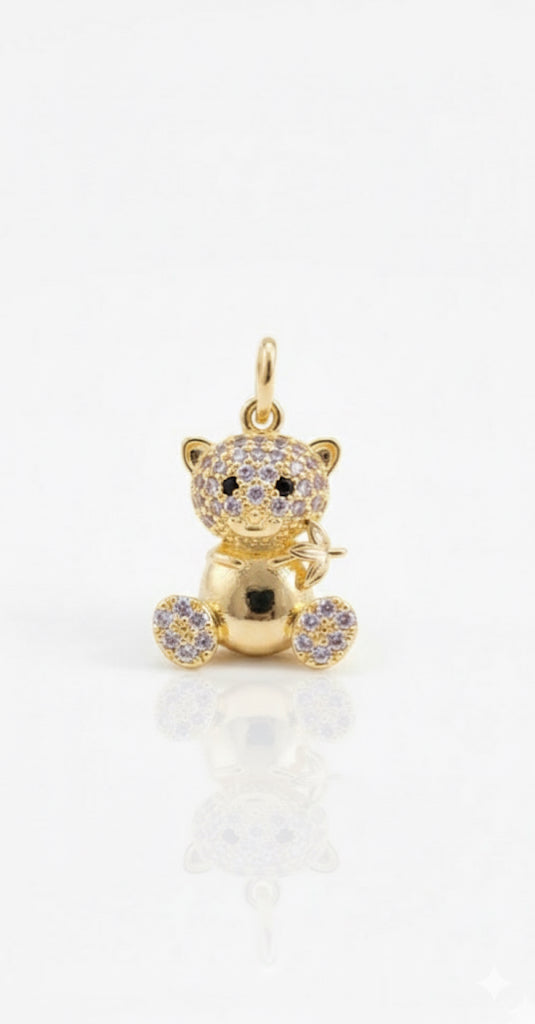 DIJE OSITO BRILLANTE CON HOJITA