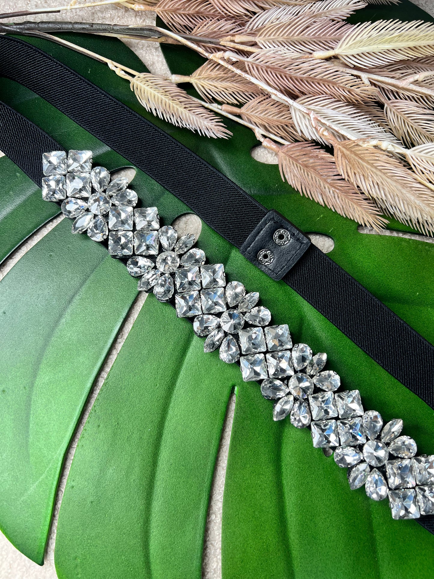 Cinturón elástico con piedras cristal