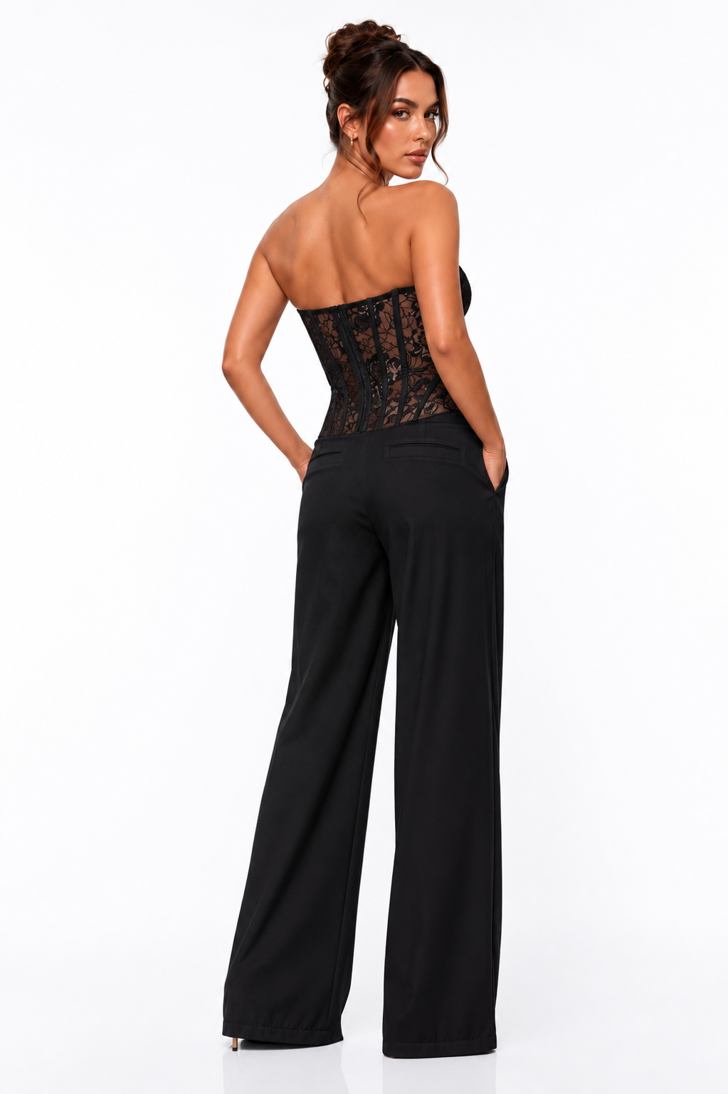 Brenda Lace Corset Pant - Black