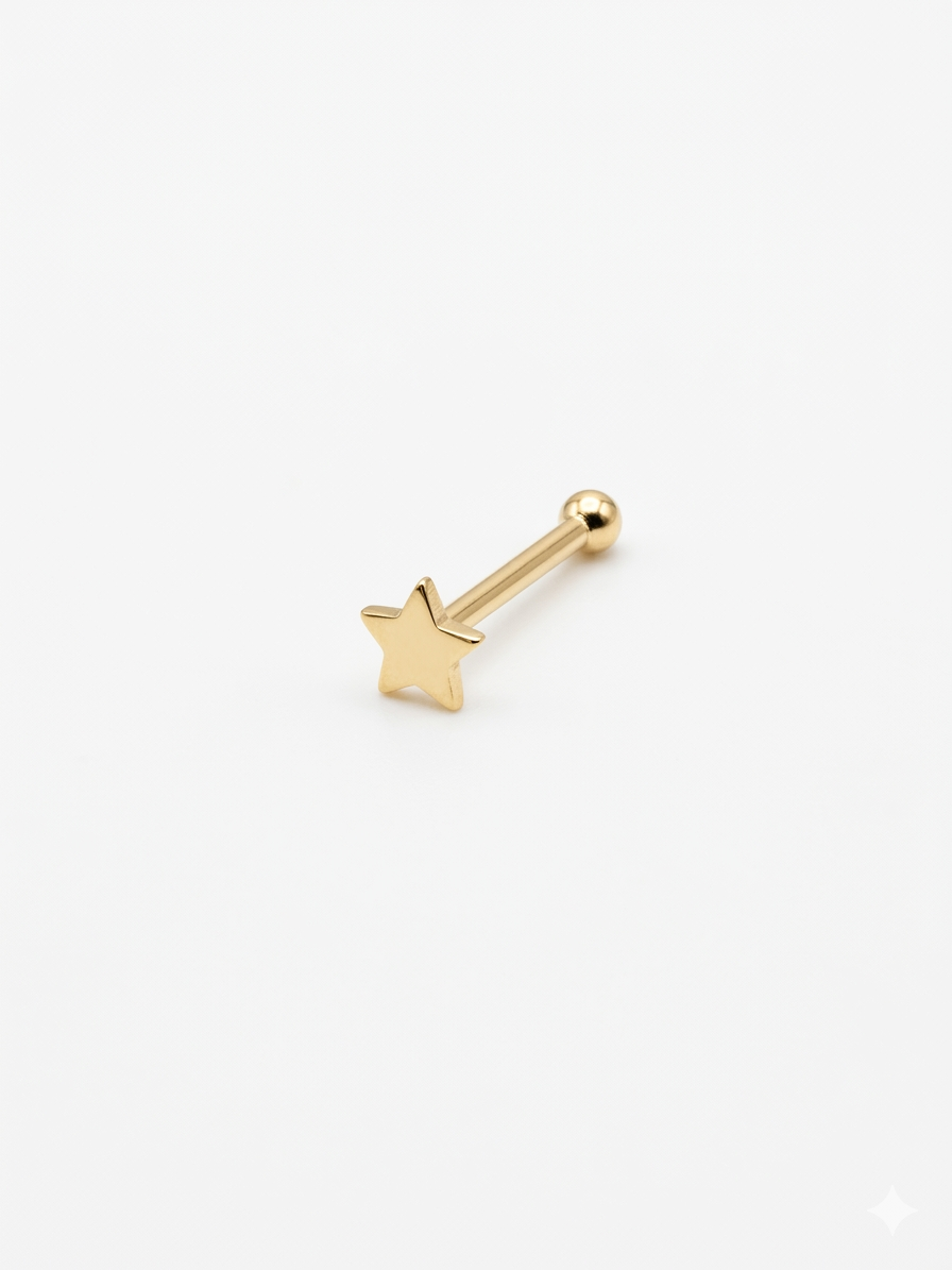 Piercing nariz con estrellas S, Oro 10K, individual
