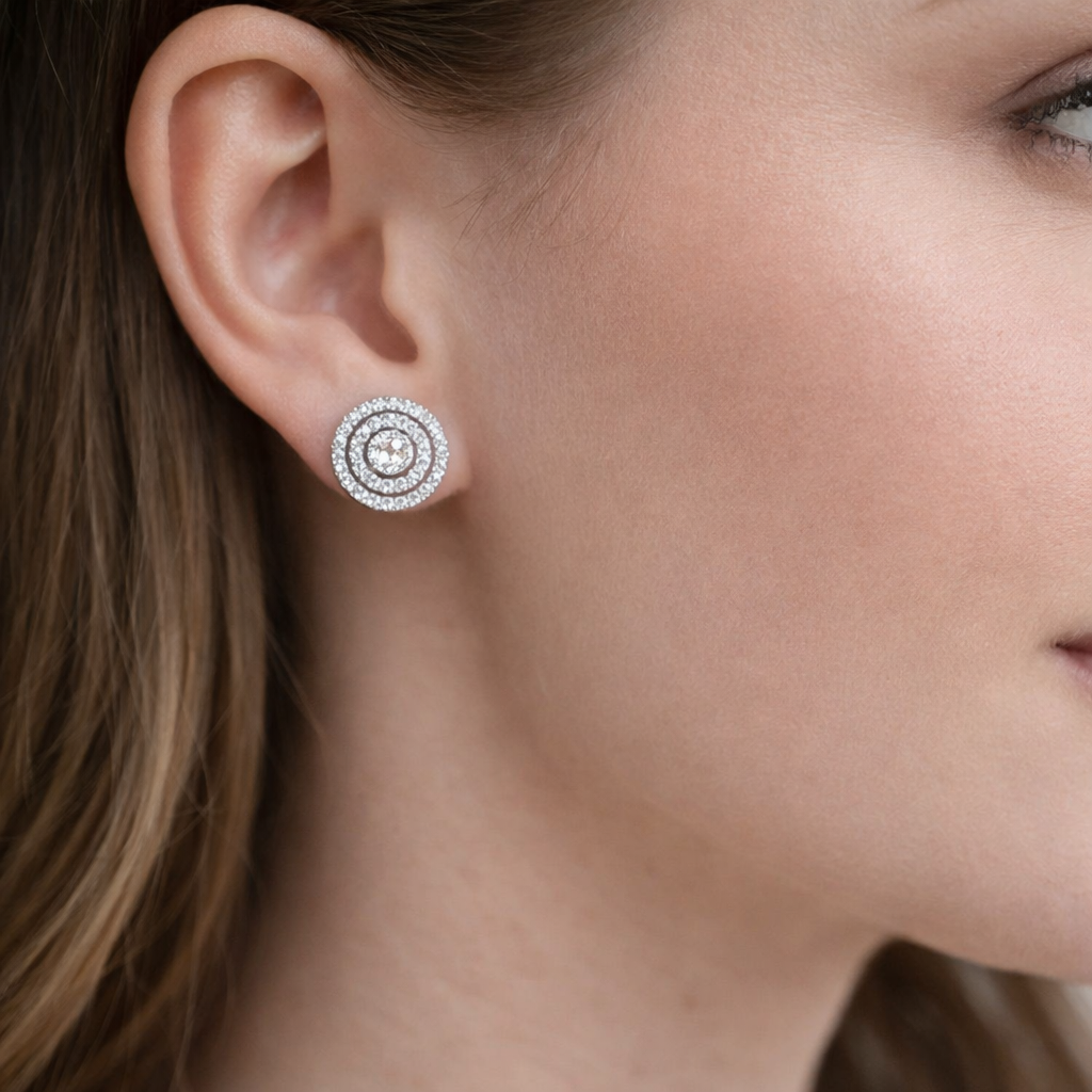 Aretes Stud Halo Brillante