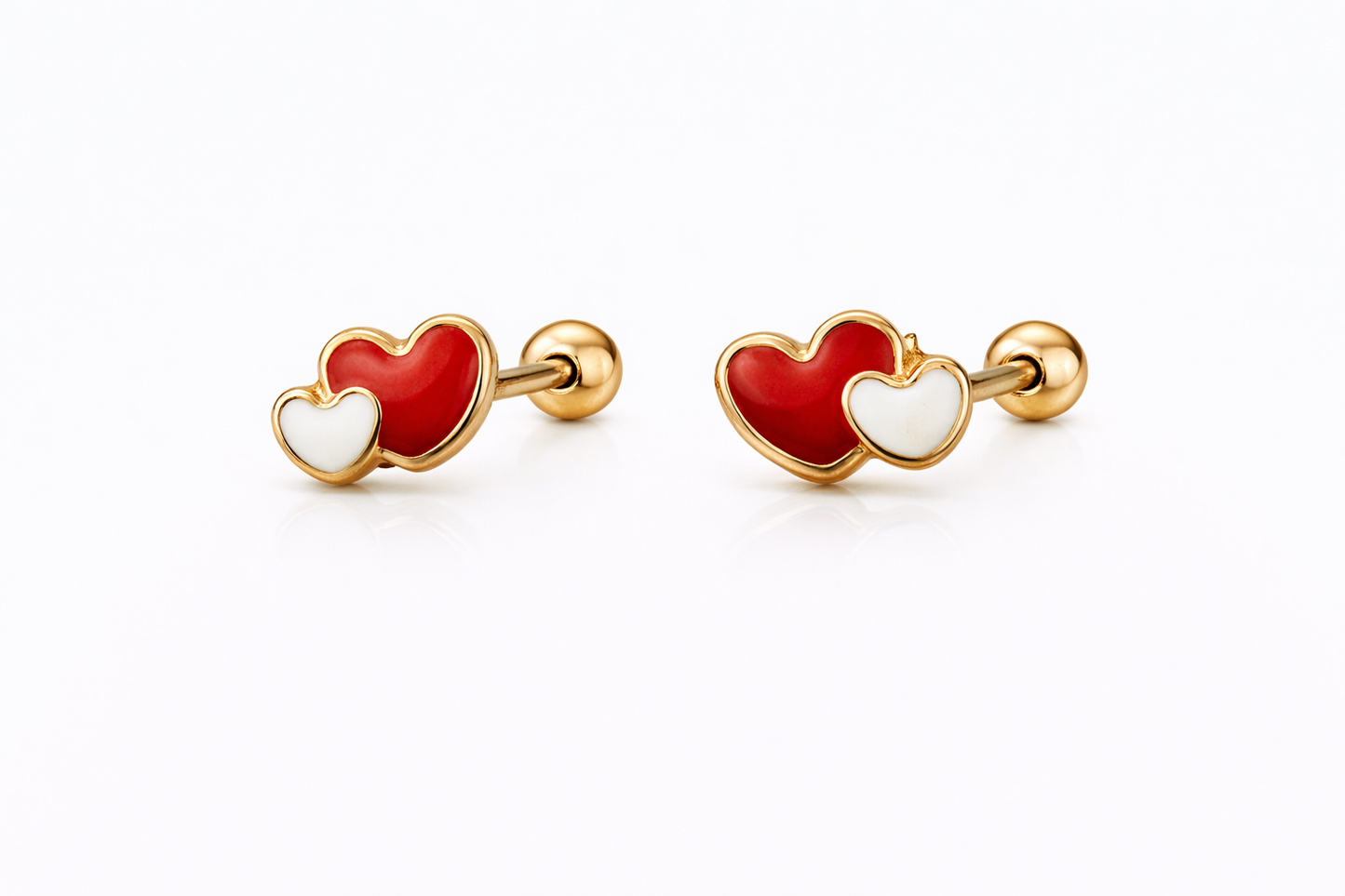 Topito Oro 14K corazón rojo con blanco - Piercing