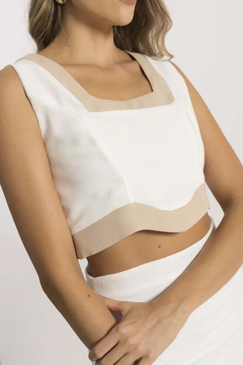 Set de top + falda de Lino blanca