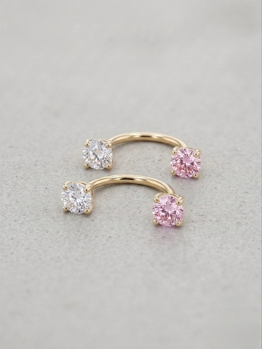 Topito Oro 14K estilo teléfono cristales redondos - Piercing