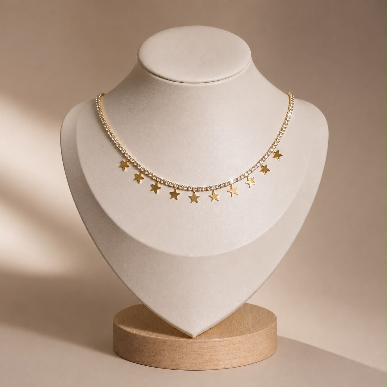 Collar Tennis con estrella - acero y rodio