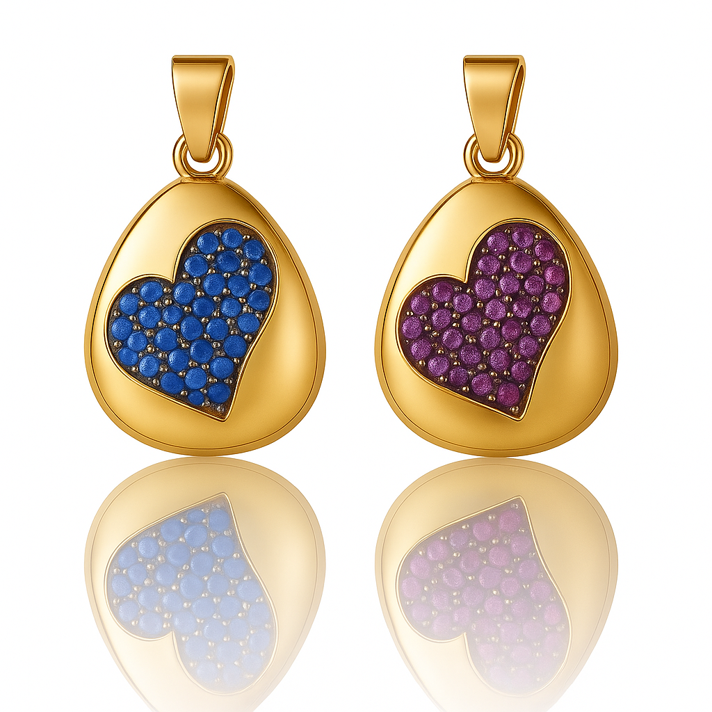 DIJE EN FORMA DE GOTA CON CORAZON EN MEDIO