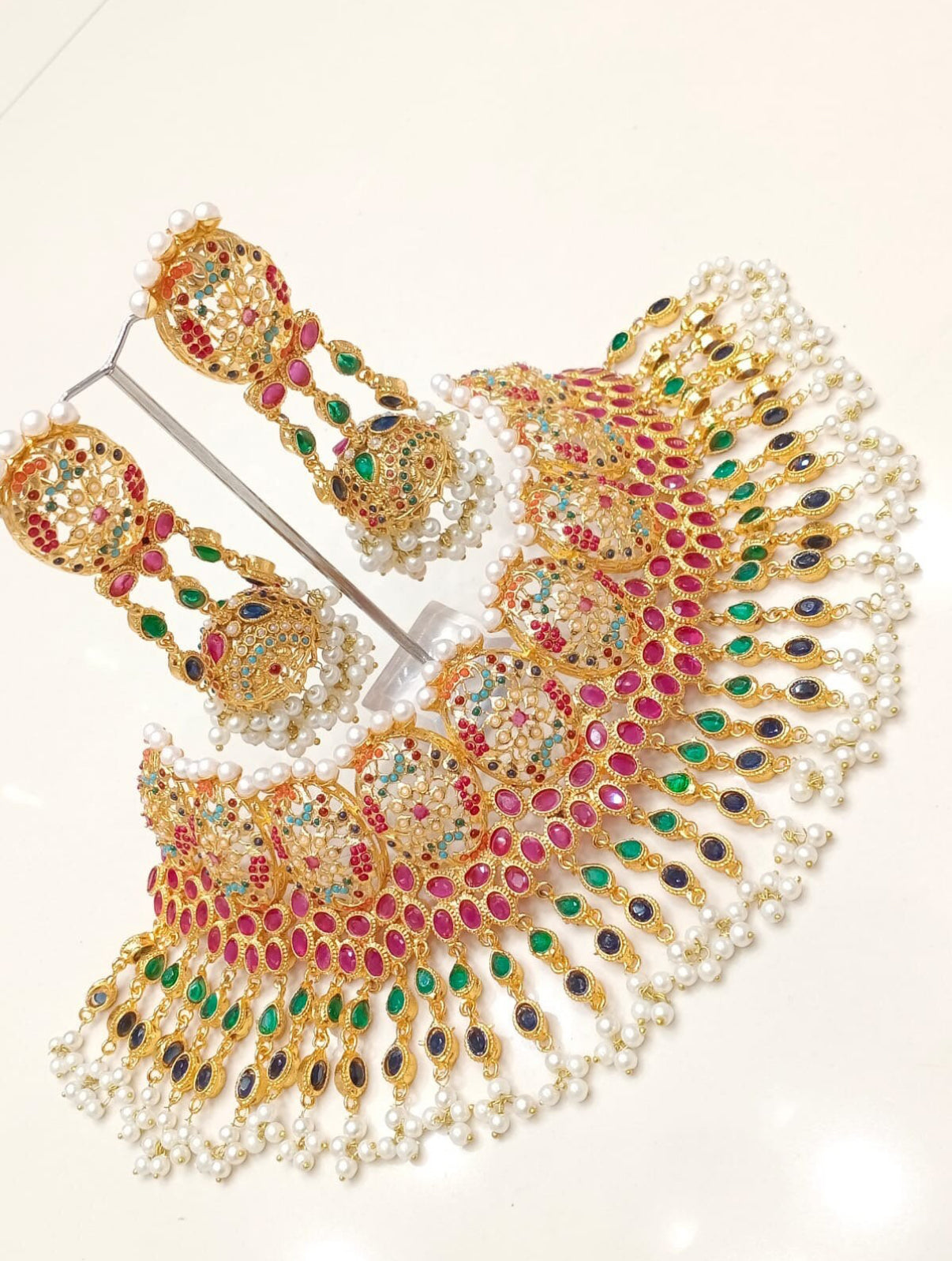 Alquiler Set de Joyería Nupcial Pakistaní Shaddi Multicolor