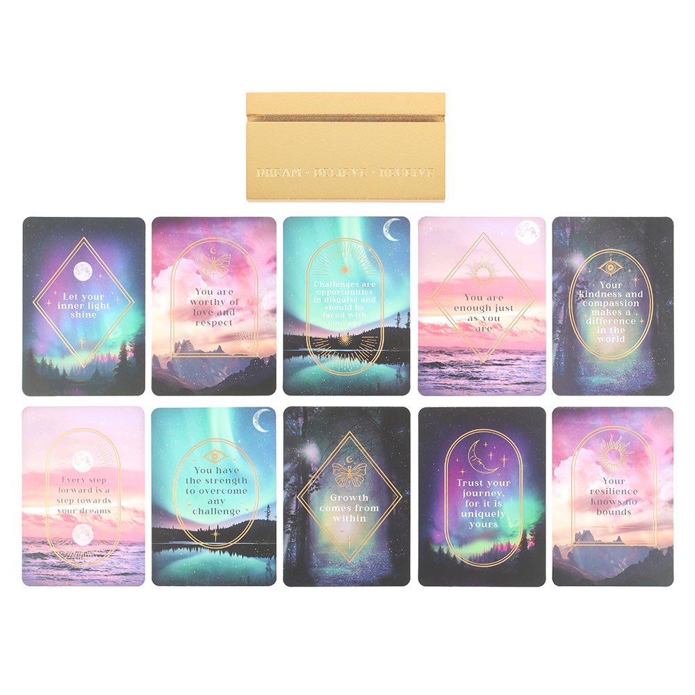Cartas de Afirmación Etéreas/Celestiales con soporte de madera