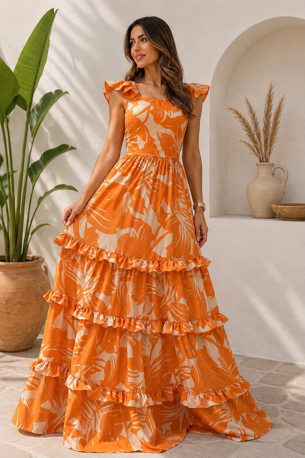 Vestido canela naranja