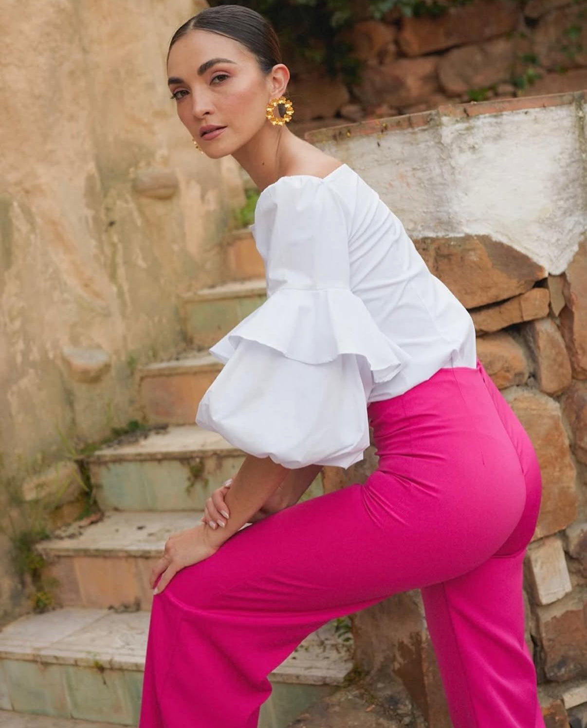 BLUSA BLANCA MANGAS BOMBACHAS