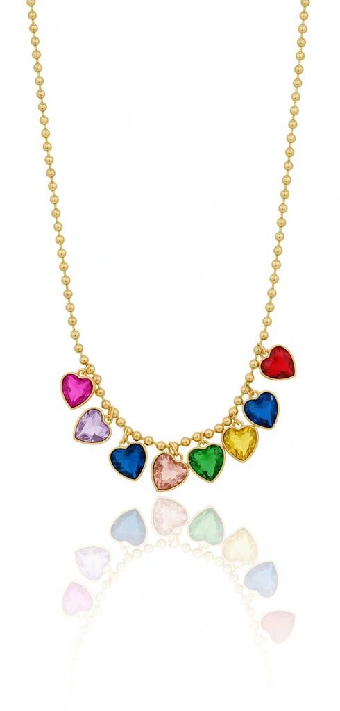 COLLAR CON CORAZONES DE COLORES