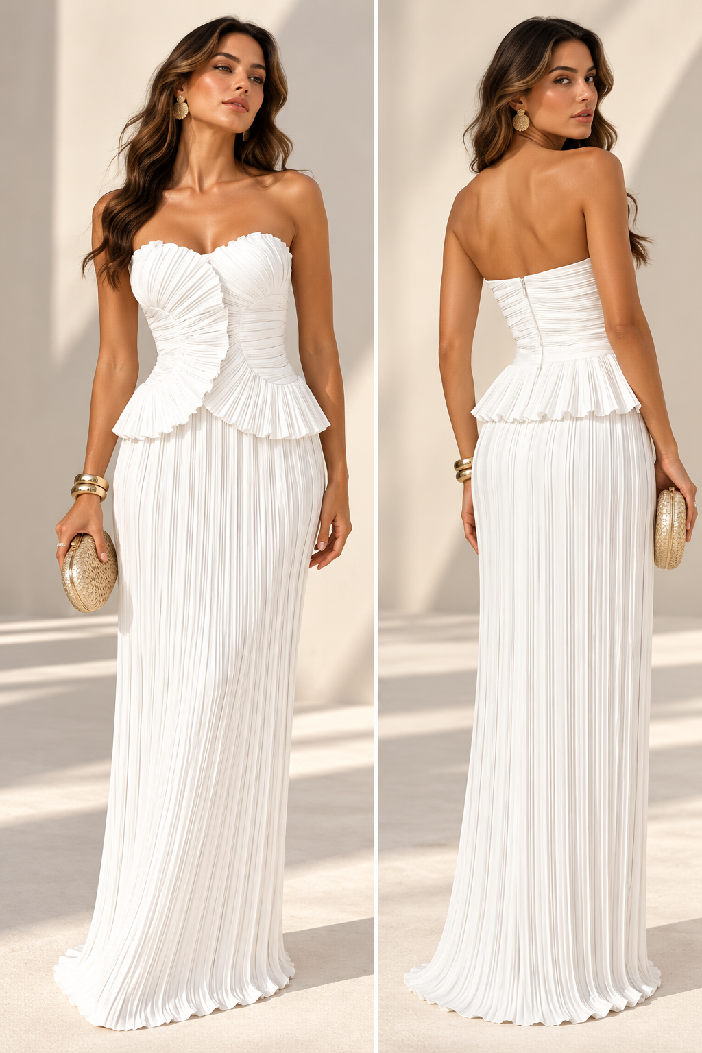 Aurelia Plissé Set - Blanco