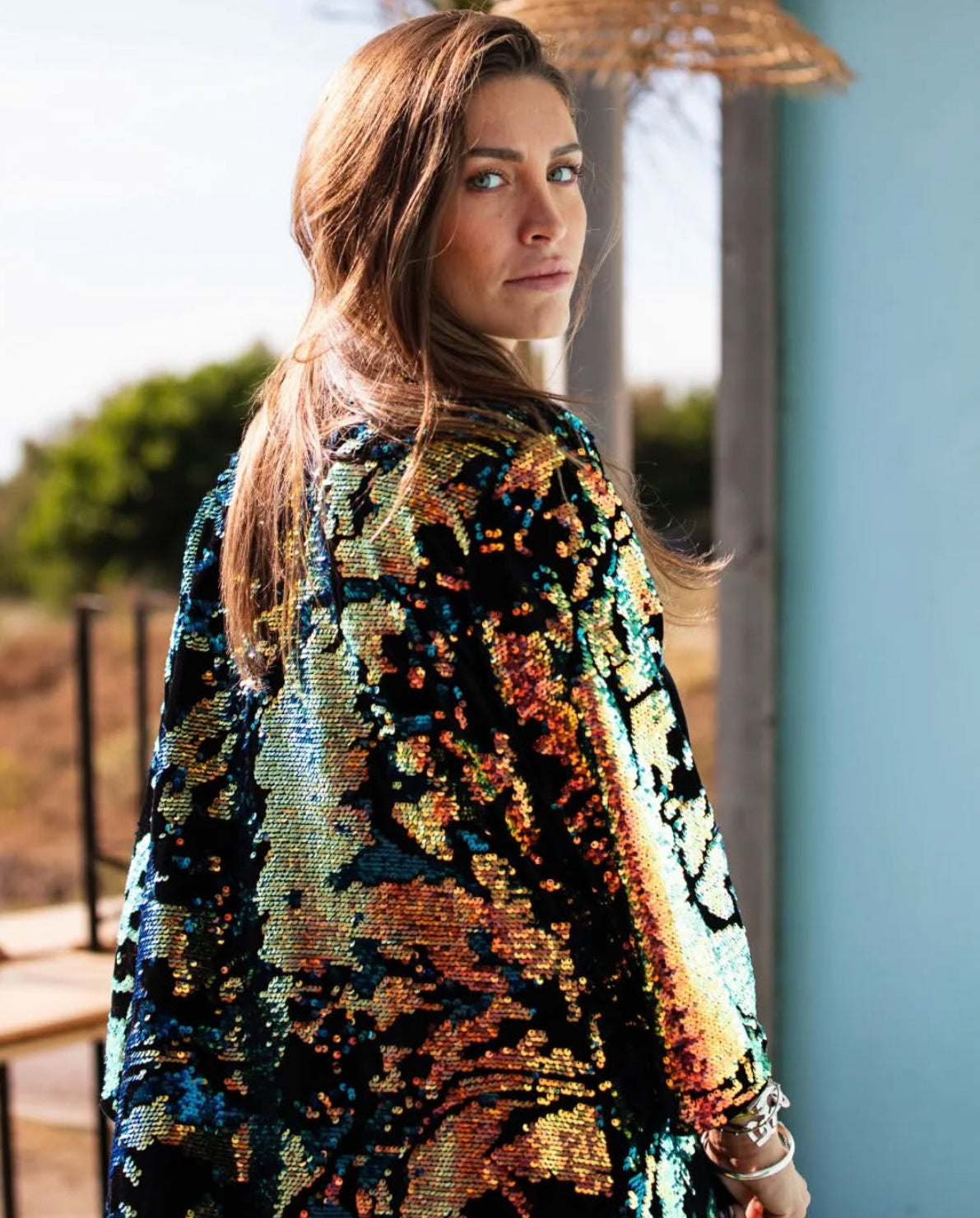 Velvet Sequin Kimono Iridescent