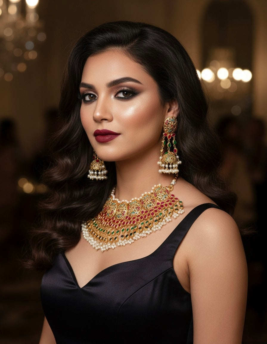 Alquiler Set de Joyería Nupcial Pakistaní Shaddi Multicolor